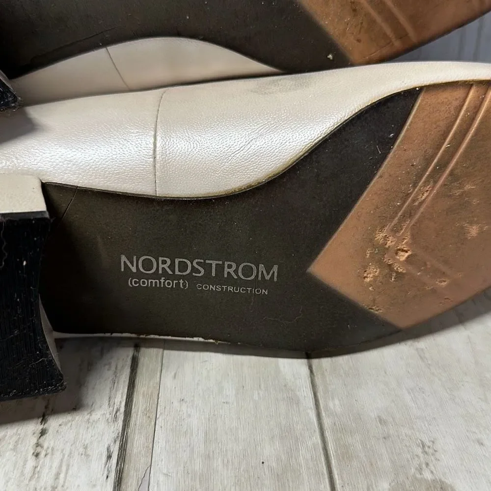 Nordstrom Women’s Beige Leather Comfort Construction Pumps Low Heels size 6.5AA‎